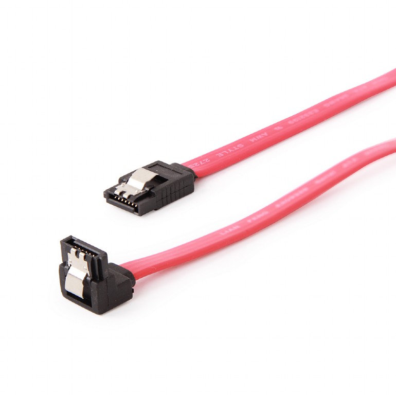 Gembird CABLU date, S-ATA 3 (T) la S-ATA 3 (T) in unghi drept, metal clips, CC-SATAM-DATA90-0.3M