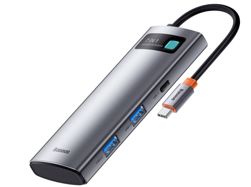 Baseus DOCKING Station Metal Gleam,conectare PC USB-C,USB 3.0x2,USB-Cx1,SDx1, MicroSDx1, WKWG020113