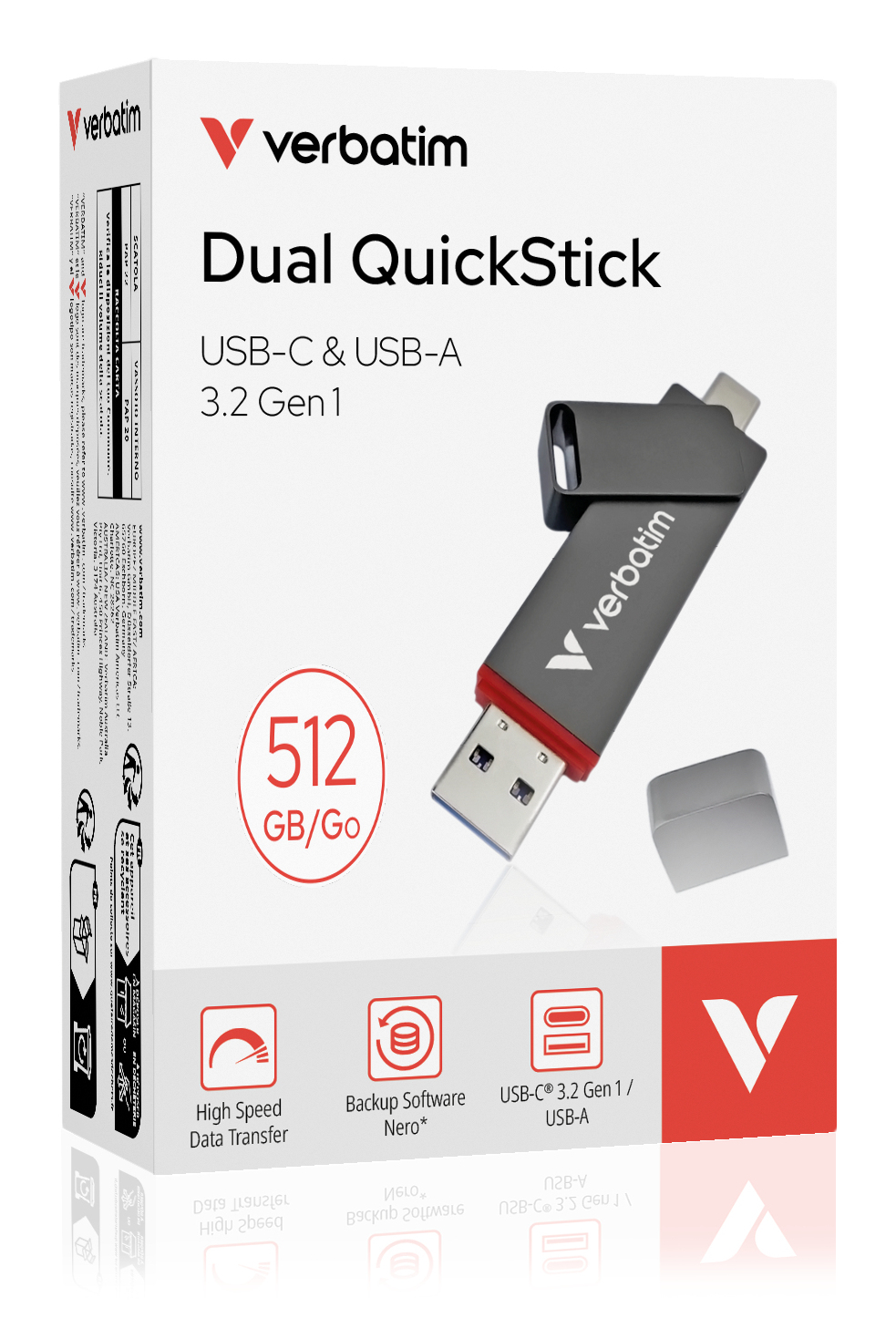 Verbatim Memorie Dual QuickStick. Capacity: 512 GB, Device interface: USB Type-A / USB Type-C, 32042 - imagine 6