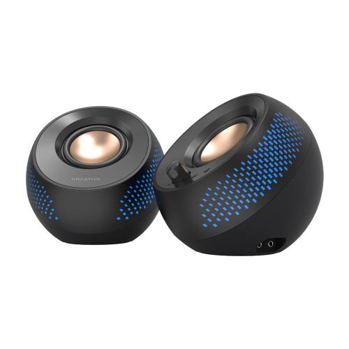 CREATIVE PEBBLE X USB-C 2.0 Speakers w/Bluetooth 5.3, RGB Lighting, Aux, black, 51MF1715AA000