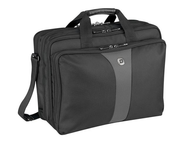WENGER GENTI si RUCSACURI Legacy 17 inch Triple Gusset Brief, Black/Gray, 600655