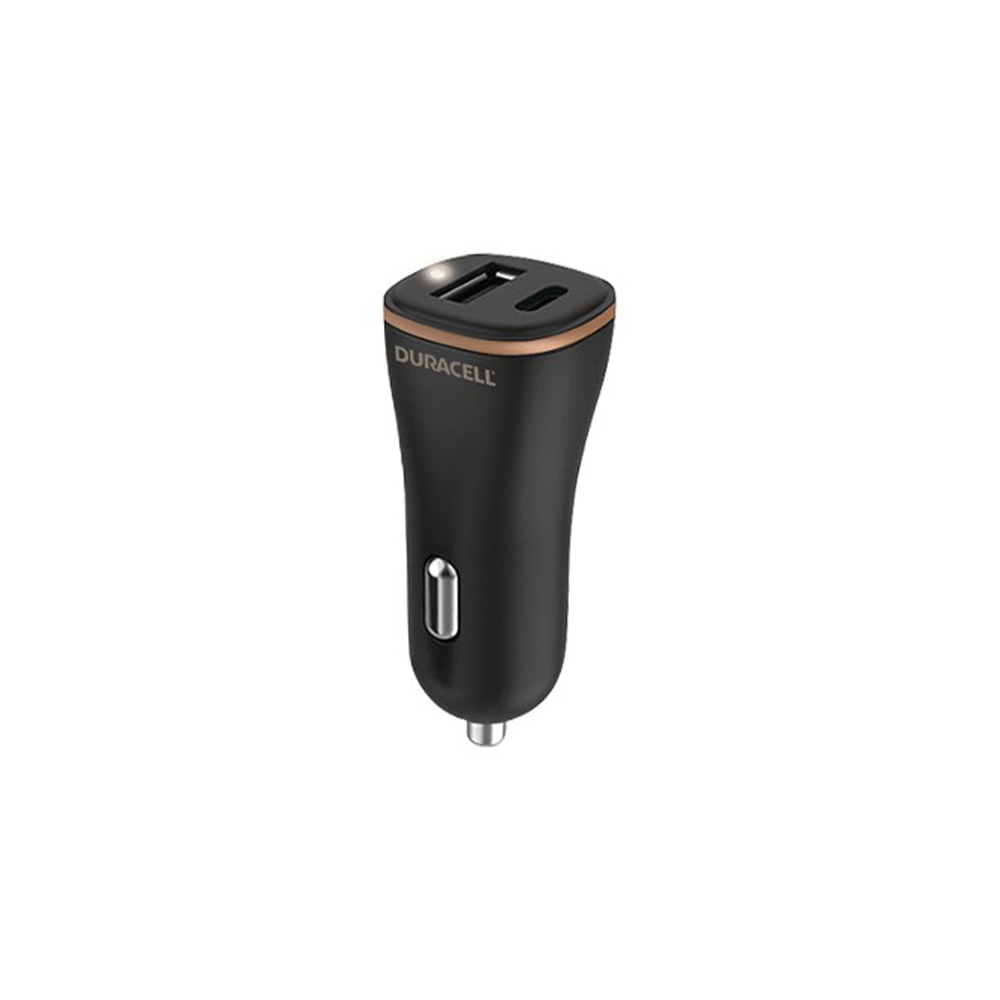 DURACELL Incarcator auto dual USB-A + USB-C PD 27WBlack, DR6026A