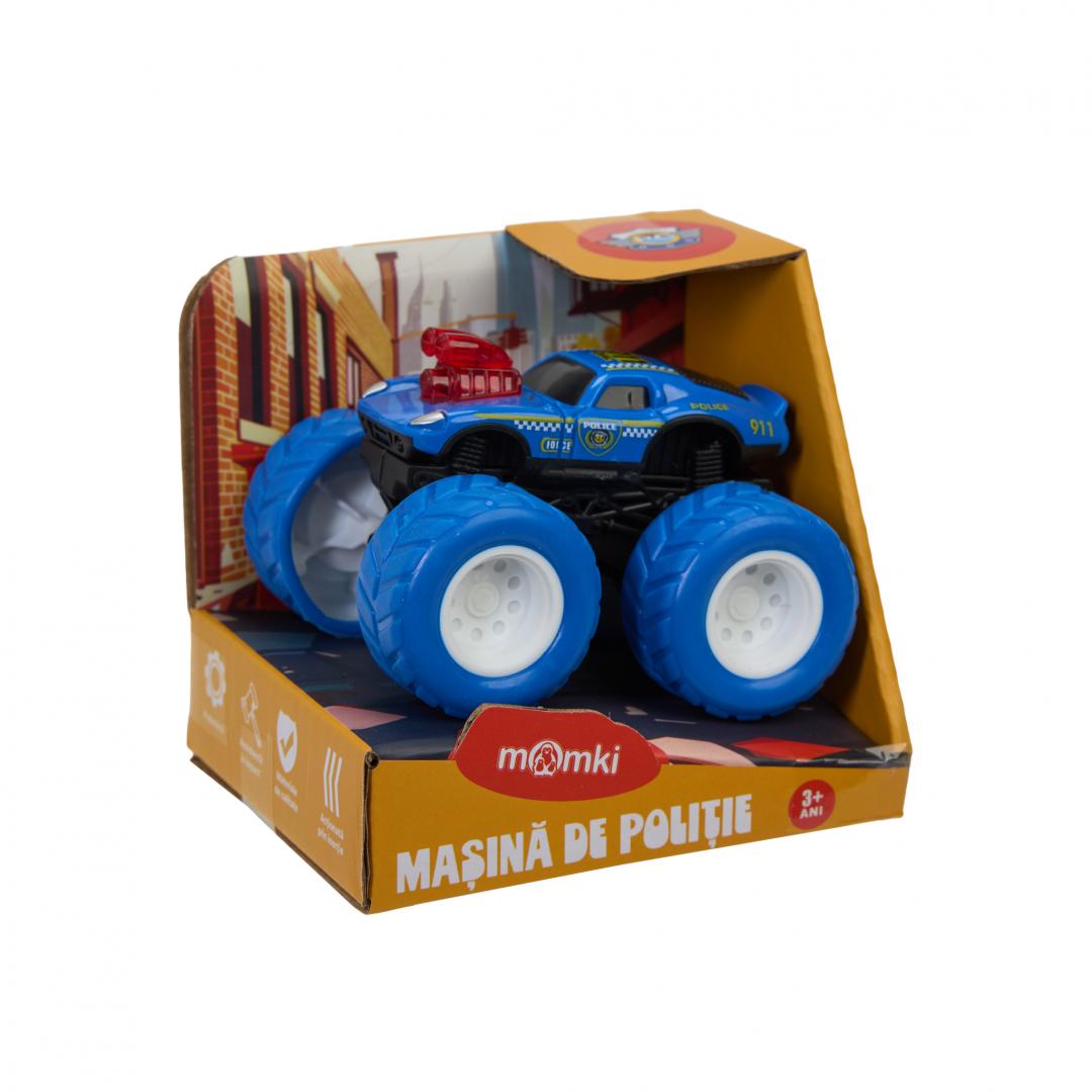 MomKi MASINA DE POLITIE, 8.5CM, ALBASTRA, MOMKI1199-8ABS - imagine 3