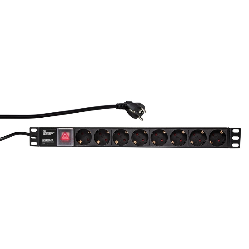 Logilink PDU 1U pt. rack 19 inch, 8 prize Schuko, intrare Schuko, max 16 A, on/off, 2 m, PDU8C01