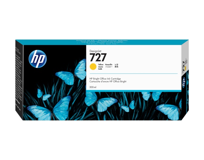 HP Cartus Cerneala Original Yellow, nr.727 pentru DesignJet T1530|T2530|T930, 300ml, F9J78A