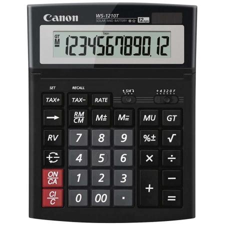 Canon Calculator de birou, WS-1210THB, ecran 12 digiti, alimentare solara si baterie, 0694B001AA