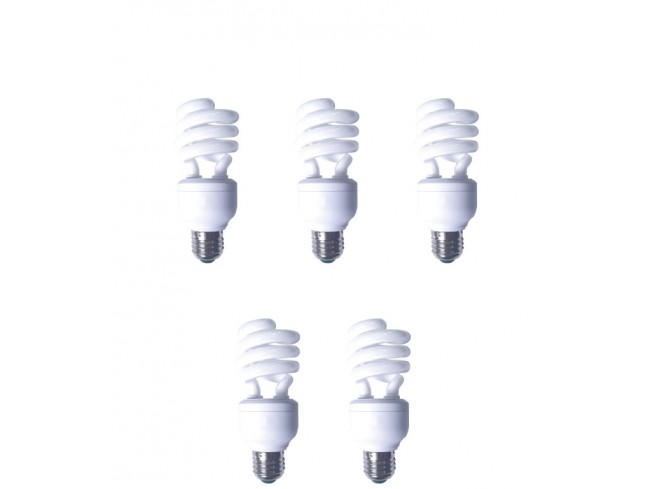 Panasonic SET 5 becuri fluorescent, soclu E27, putere 19W, forma spirala, lumina alb, EFD19E65HD3E-5