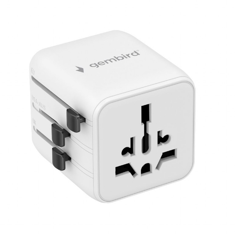 Gembird ADAPTOR, universal, conectori: US/UK/EU/AU, siguranta 10A, max. 2500W, alb, TPA-INT-01-W