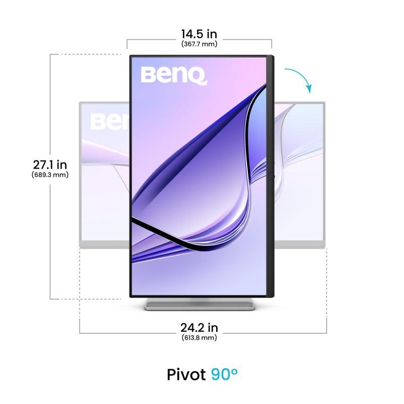 Benq Monitor, IPS, 27", UHD, 3840x2160, HDMI, DisplayPort, Boxe, Pivot, 5 ms, Gri, MA270U - imagine 5