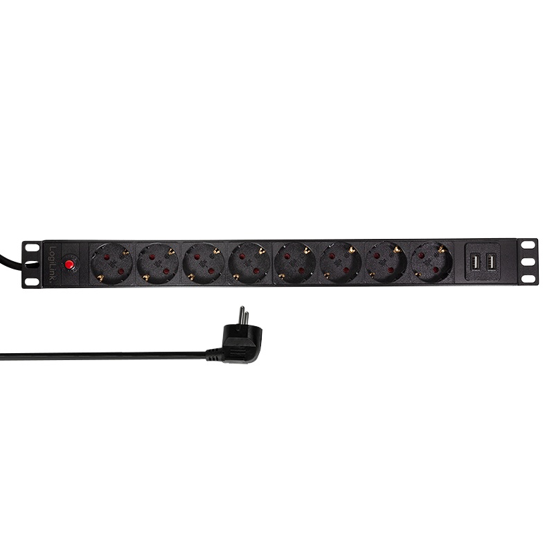 Logilink PDU 1U pt. rack 19 inch, 8 prize Schuko, intrare Schuko, max 16 A, on/off, PDU8C02