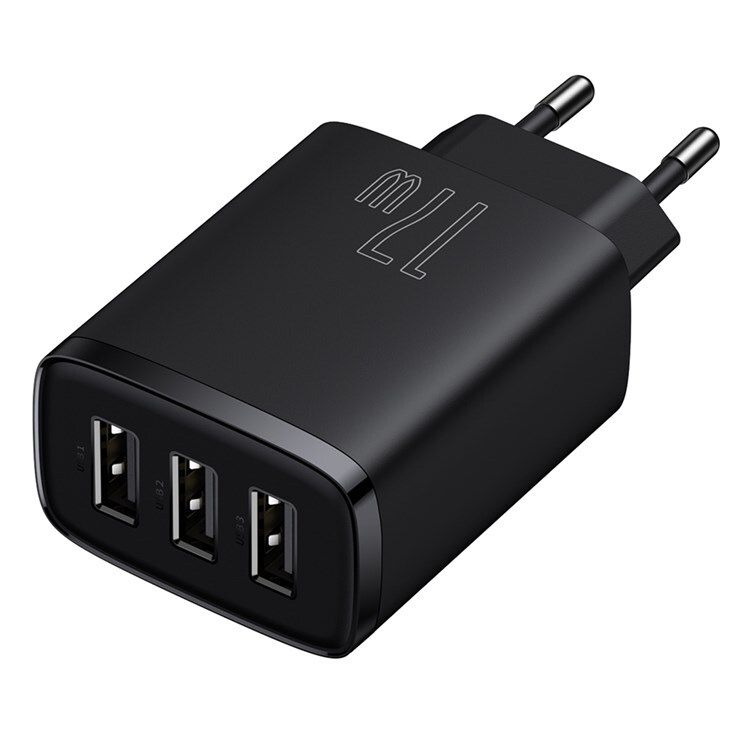 Baseus INCARCATOR retea Compact, Fast Charge 17W, 3 x USB 5V/2.1A, negru, CCXJ020101