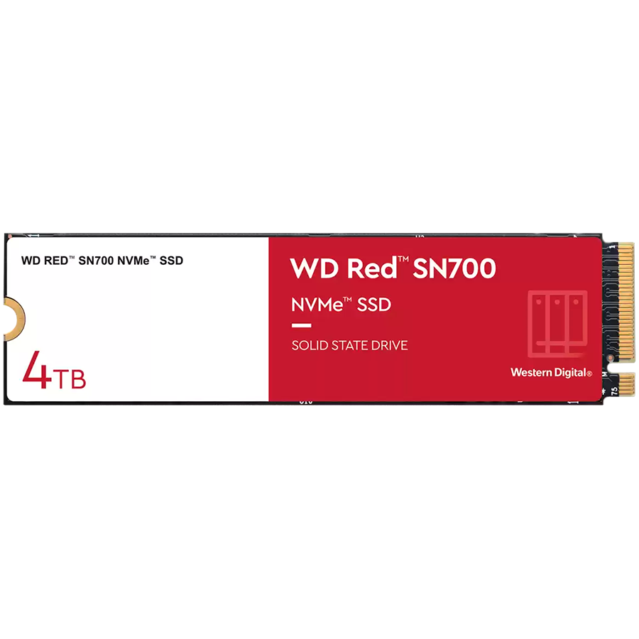 WD SSD NAS Red SN700 4TB M.2 2280-D5-M PCIe Gen3 x4 NVMe, Read/Write: 3400/3100 MBps, WDS400T1R0C