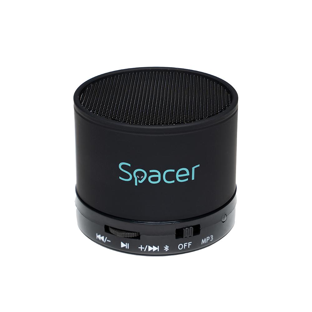 SPACER Boxa TOPPER, portabila, 3W RMS, control volum, acumulator 520mAh, FM, microSD, SPB-TOPPER-BLK