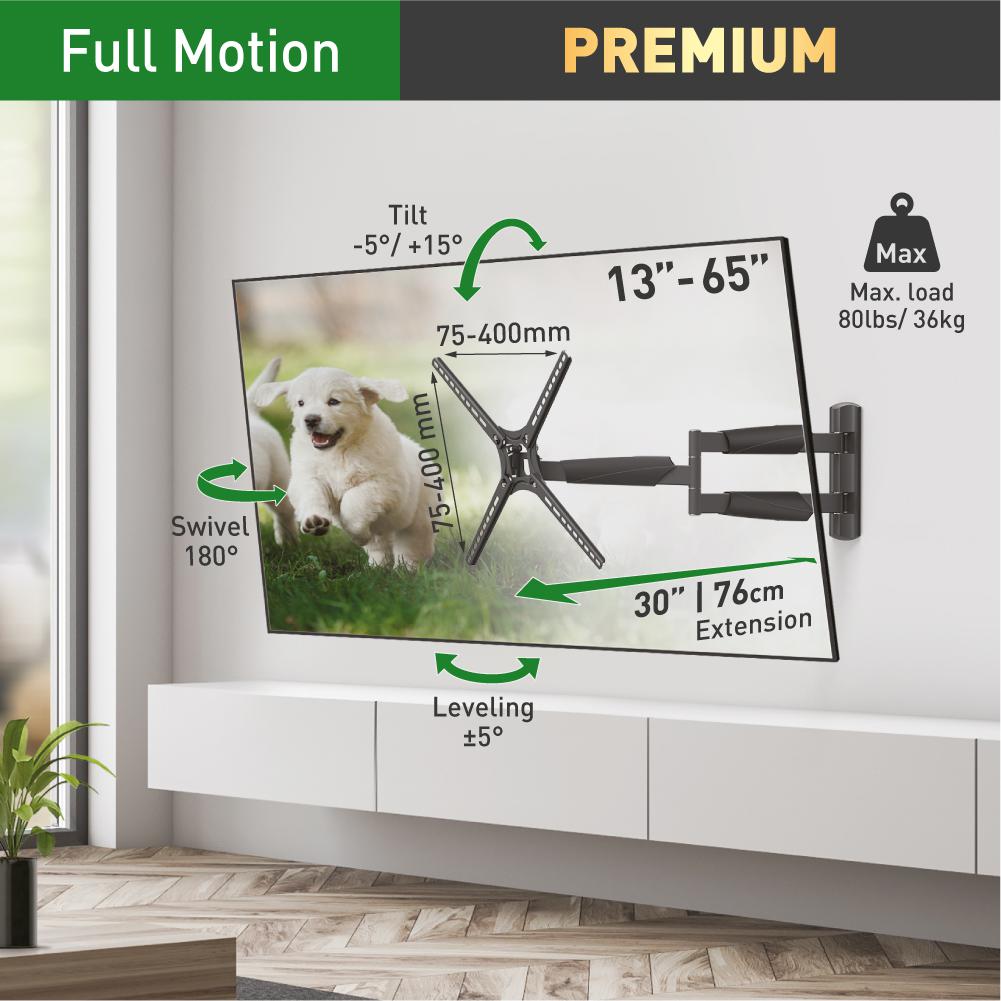 Barkan TV Wall Mount 13"- 65" Black, BM343XL - imagine 8