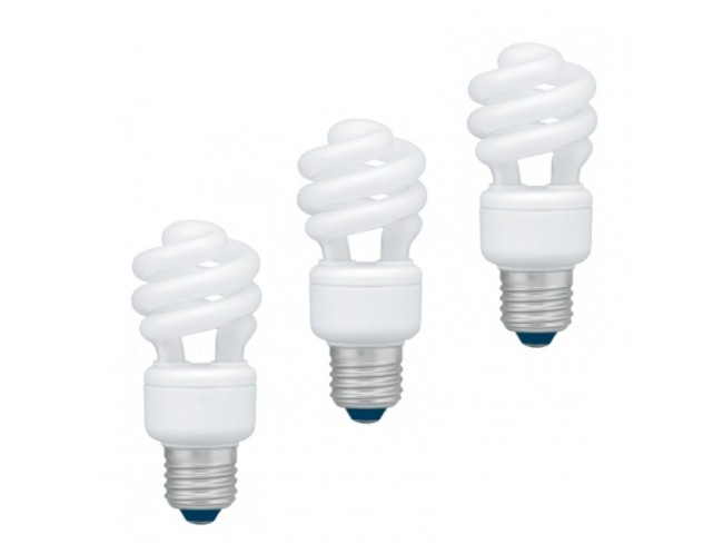 Panasonic SET 3 becuri fluorescent, soclu E27, putere 11W, forma spirala, lumina alb, EFD11E27HD3E-3
