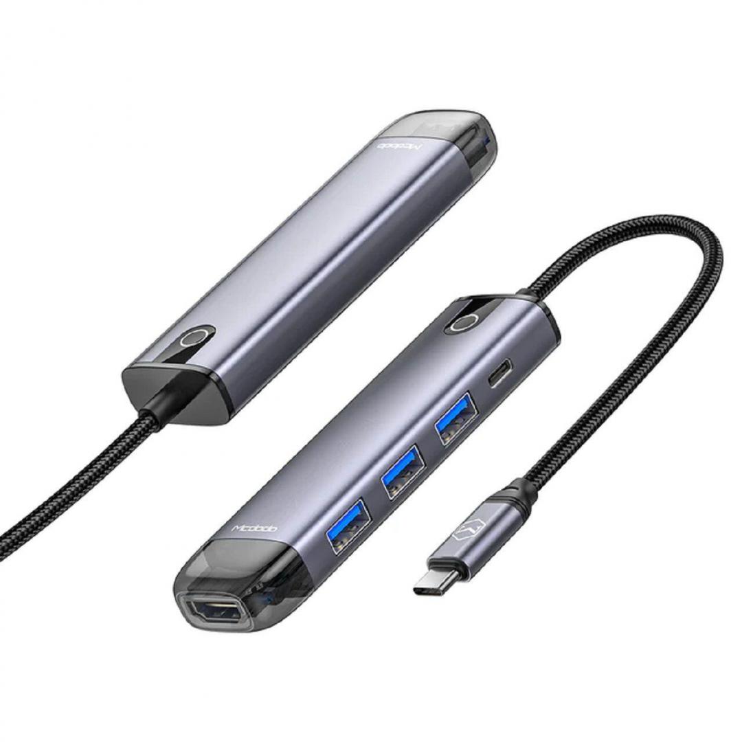 MCDODO Hub USB Multihub 5 in 1 USB-C, 5 porturi, HDMI, Gri, HU-7750