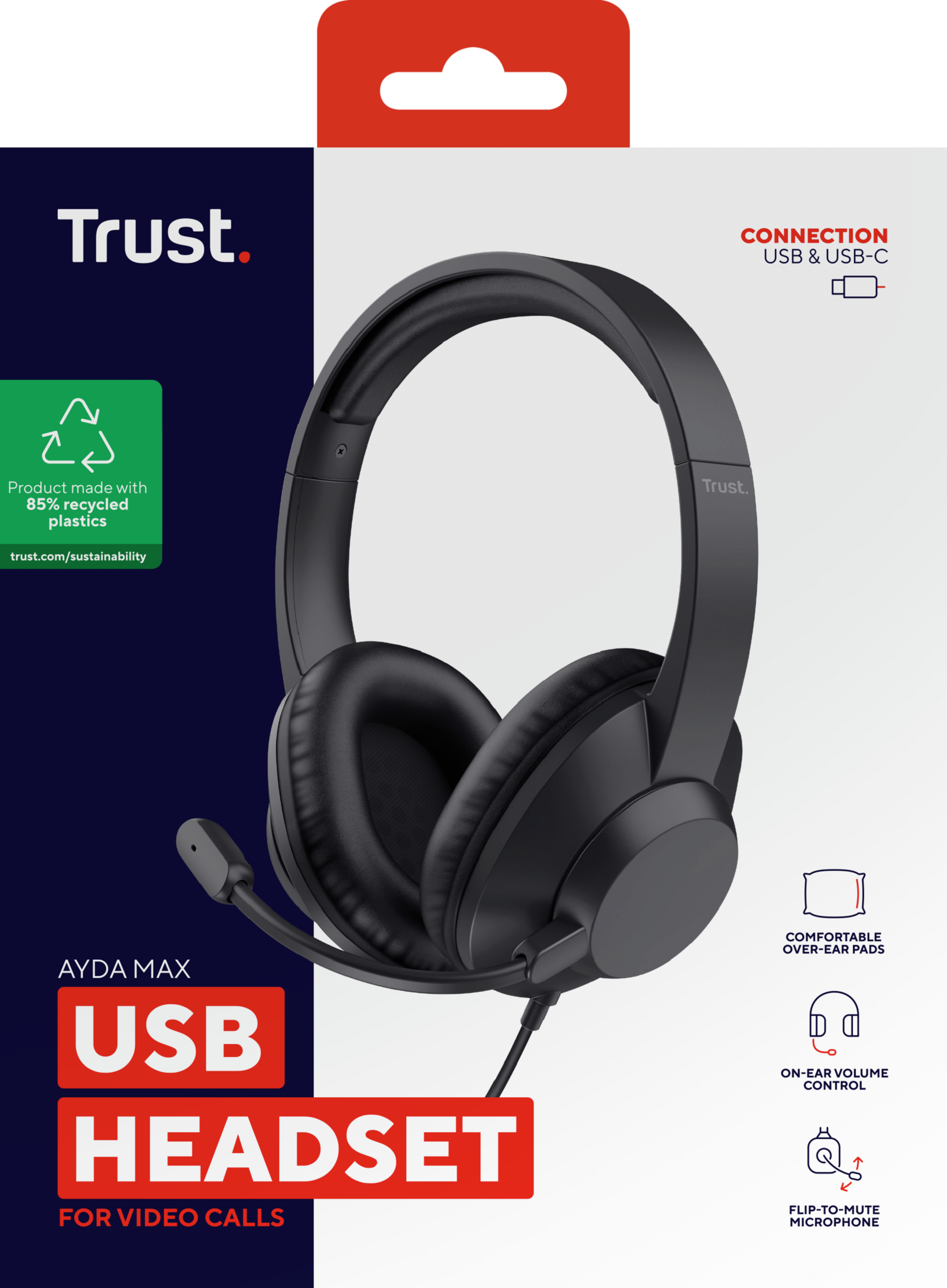 Trust Casti cu fir Ayda Max USB negru, TR-25461 - imagine 8