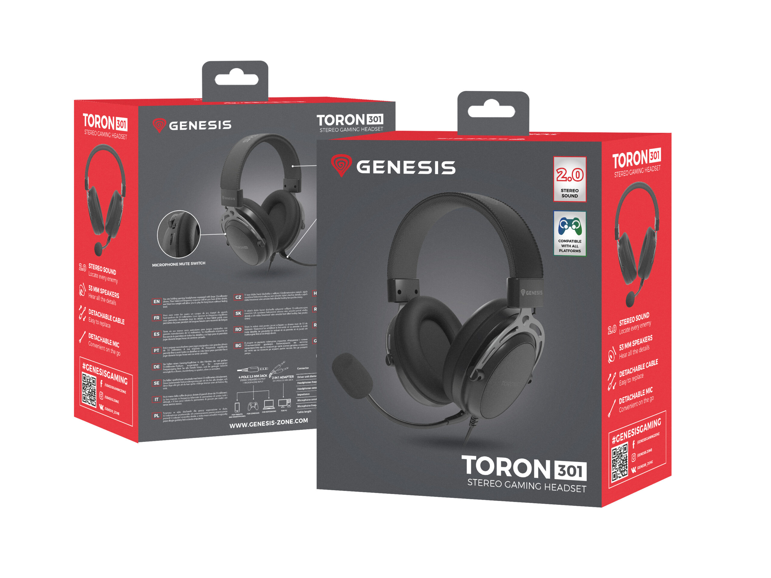 Genesis Casti cu fir Toron 301 negru, NSG-2160 - imagine 7