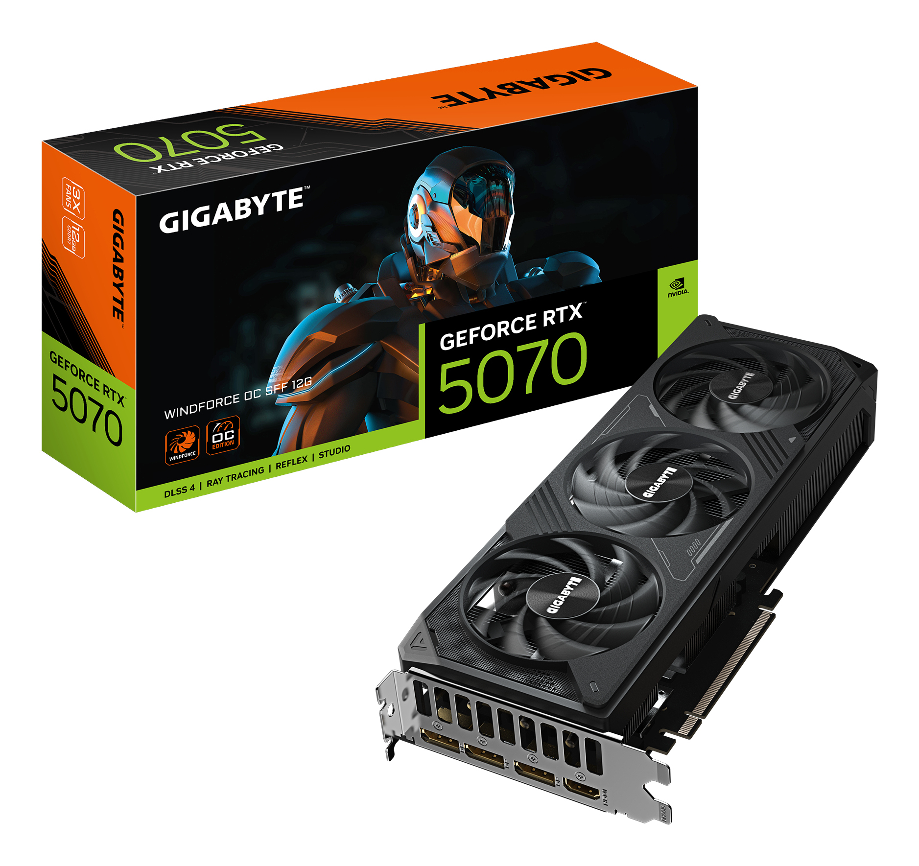 Gigabyte Placa video RTX 5070 Windforce OC 12GB GDDR7 HDMI 3xDP, GV-N5070WF3OC-12GD