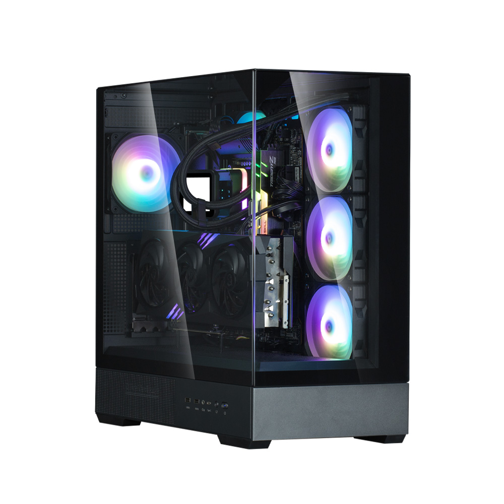 Zalman CARCASA P40 Prism Plus, middle tower, gaming, fara sursa, suporta 9xfan, P40 Prism Plus Black - imagine 4